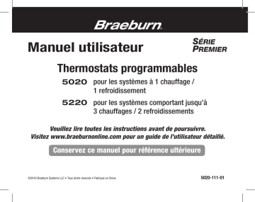 Robertshaw Braeburn 5020 and 5220 Thermostat Manuel utilisateur | Fixfr