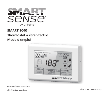 Robertshaw SmartSense SMART 1000 Touchscreen Thermostat Manuel utilisateur | Fixfr