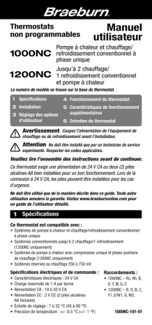 Robertshaw Braeburn 1000NC and 1200NC Thermostat Manuel utilisateur | Fixfr