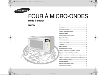 User's manual | Samsung MW73V Manuel utilisateur | Fixfr