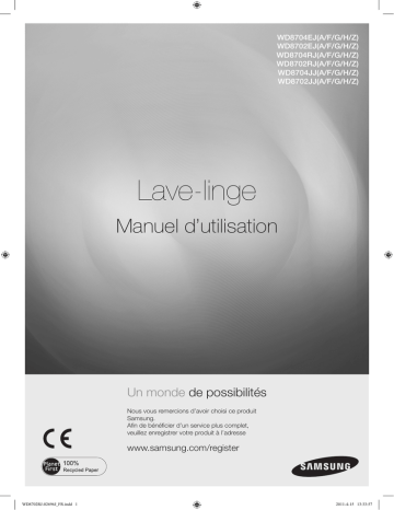 User's manual | Samsung WD8702RJA Manuel utilisateur | Fixfr