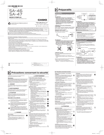 Manual | Casio SA-47 Manuel utilisateur | Fixfr