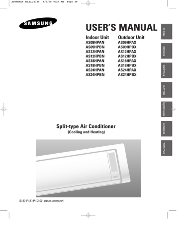 AS24HPBN | AS12HPAN | AS12HPBN | AS12HPBN/MOC | AS09HPBX | AS18HPBN | AS12HPBX | Samsung AS09HPBN Manuel utilisateur | Fixfr