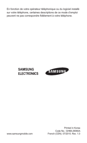 Samsung GT-C3200 Manuel utilisateur | Fixfr