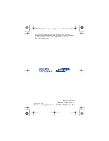 SGH-D500B | Samsung SGH-D500E Manuel utilisateur | Fixfr