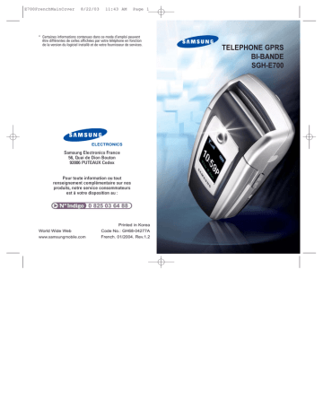 Samsung SGH-E700 Manuel utilisateur | Fixfr
