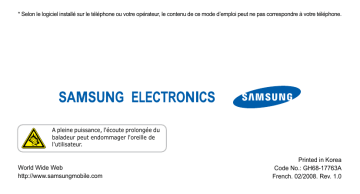 Samsung SGH-L170 Manuel utilisateur | Fixfr