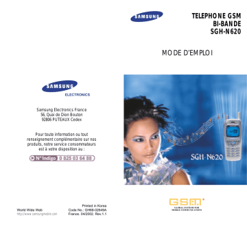 Samsung SGH-N620 Manuel utilisateur | Fixfr