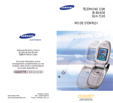 Samsung SGH-T100 Manuel utilisateur | Fixfr