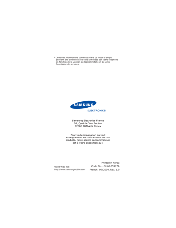 Samsung SGH-X460 Manuel utilisateur | Fixfr