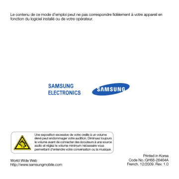 Samsung GT-B7610 Manuel utilisateur | Fixfr