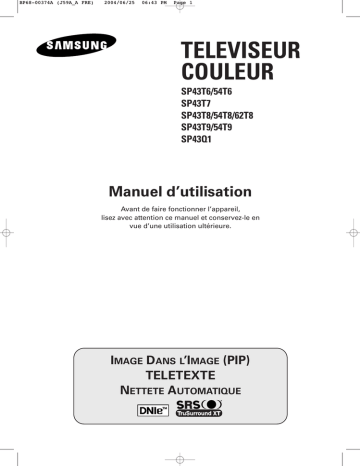 SP-62T8HE | SP-43T8HE | Samsung SP-54T8HE Manuel utilisateur | Fixfr