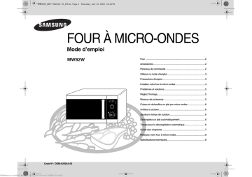MW82W-S | Samsung MW82W Manuel utilisateur | Fixfr