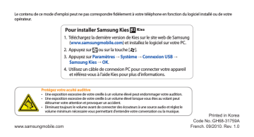 Samsung GT-B7350 Manuel utilisateur | Fixfr
