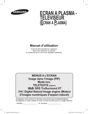 PS-63P76FD | PS-58P96FD | Samsung PS-50P96FD Manuel utilisateur | Fixfr