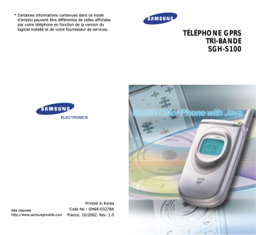 Samsung SGH-S100 Manuel utilisateur | Fixfr