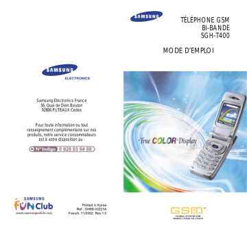 Samsung SGH-T400 Manuel utilisateur | Fixfr