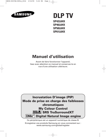 SP-50L6HX | Samsung SP-46L6HX Manuel utilisateur | Fixfr