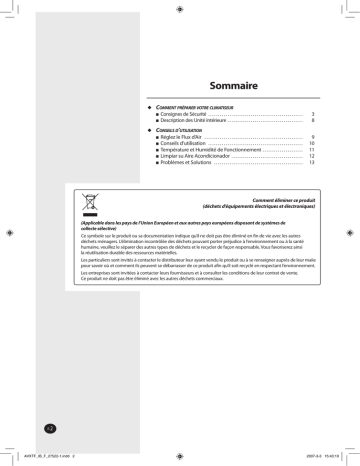 AVXTFH056EB | AVXTFH071EB | AVXTFH056EB-01 | AVXWVH036EA | Samsung AVXWVH056EA Manuel utilisateur | Fixfr