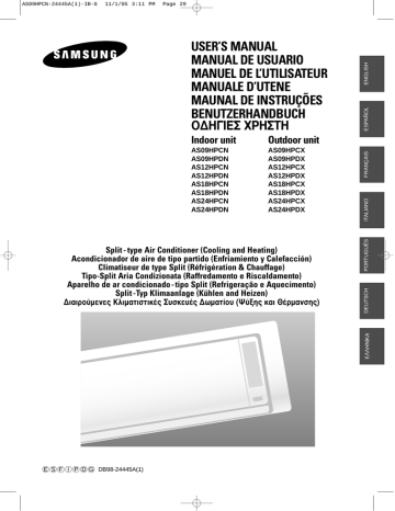 AS09HPCN | AS24HPCX | AS12HPCX | AS09HPCX | AS18HPCN | AS24HPCN | Samsung AS12HPCN Manuel utilisateur | Fixfr