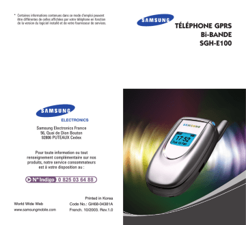 Samsung SGH-E100 Manuel utilisateur | Fixfr