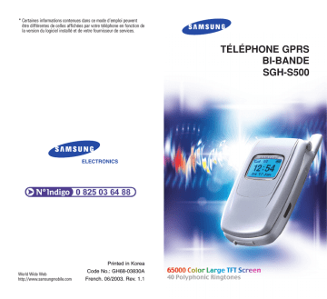 SGH-S500I | Samsung SGH-S500 Manuel utilisateur | Fixfr