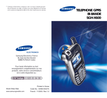 Samsung SGH-X600 Manuel utilisateur | Fixfr