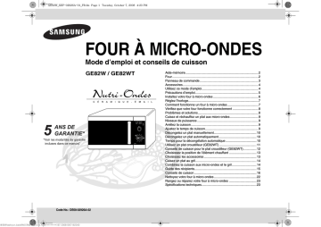 GE82WT | Samsung GE82W Manuel utilisateur | Fixfr