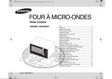 MW89M-B | Samsung MW89M-S Manuel utilisateur | Fixfr