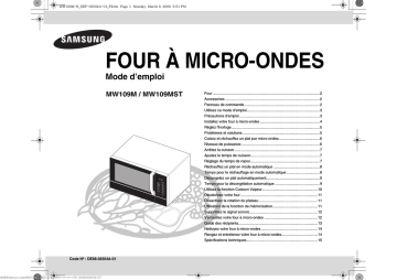 Samsung MW109M-B Manuel utilisateur | Fixfr