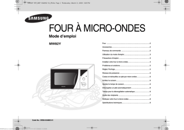 Samsung MW82Y-WP Manuel utilisateur | Fixfr