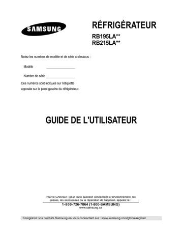 RB215LABB | RB215LASW | RB215LASH | RB195LABB | RB195LASW | Samsung RB195LASH Manuel utilisateur | Fixfr