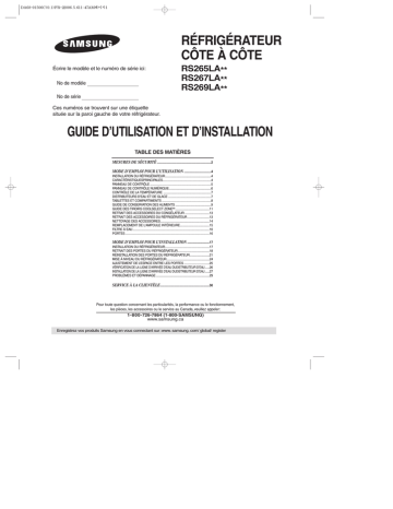 RS267LARS | RS267LABP/XAC | RS267LASH | Samsung RS267LAWP Manuel utilisateur | Fixfr