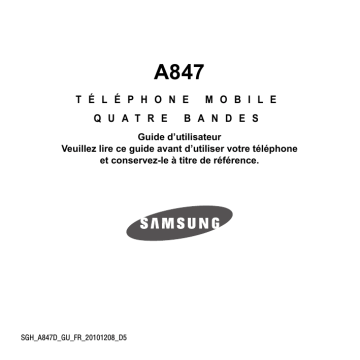 SGH-A847D | Samsung SGH-A847M Manuel utilisateur | Fixfr