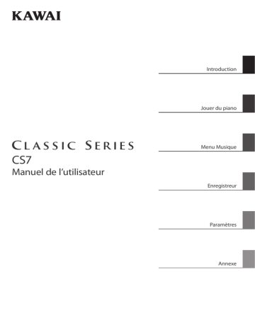 ES7 | CS10 | CS7 | MP10 | CA58 | CS4 | MP6 | CS3 | CA95 | CA63 | CA93 | CA48 | CA98 | CA67 | CA97 | CA65 | KDP110 | MP11 | CL26 | KCP90 | CS8 | CS9 | MP7 | CS11 | Novus NV10 | CS6 | CA78 | MP7SE | CL36 | Manuel du propriétaire | Kawai ES8 Manuel utilisateur | Fixfr