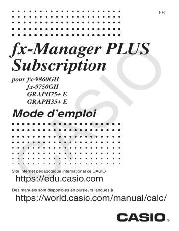 Manuel utilisateur | Casio fx-Manager PLUS SubscriptionUPD Mode d'emploi | Fixfr