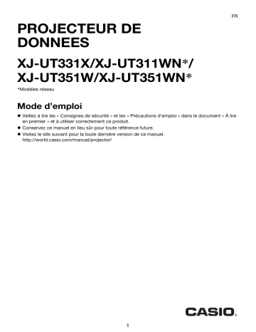 Manuel utilisateur | Casio XJ-UT331X, XJ-UT311WN, XJ-UT351W, XJ-UT351WN Mode d'emploi | Fixfr