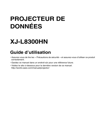 Manuel utilisateur | Casio XJ-L8300HN Mode d'emploi | Fixfr