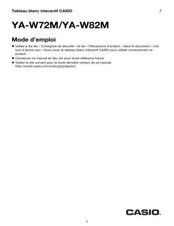 Manuel utilisateur | Casio YA-W72M, YA-W82M Mode d'emploi | Fixfr