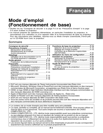Casio XJ-S43W Manuel utilisateur | Fixfr