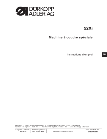 523i | 525i | 527i | Mode d'emploi | Duerkopp Adler 524i Operating instrustions | Fixfr