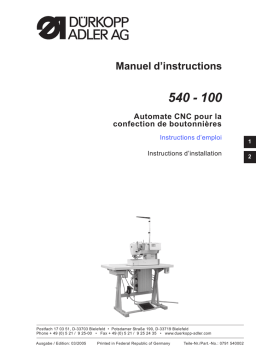 Duerkopp Adler 540-100-01 Operating instrustions