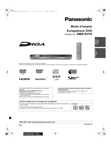 Mode d'emploi | Panasonic DMREH76EC Operating instrustions | Fixfr