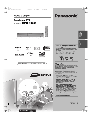 Mode d'emploi | Panasonic DMREX768 Operating instrustions | Fixfr