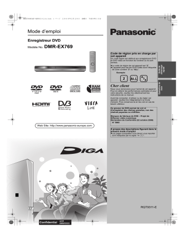 Mode d'emploi | Panasonic DMREX769 Operating instrustions | Fixfr