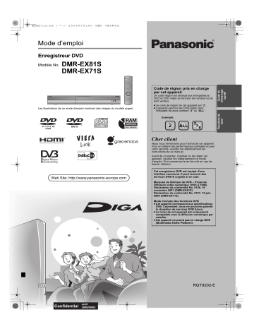 DMREX81S | Mode d'emploi | Panasonic DMREX71S Operating instrustions | Fixfr