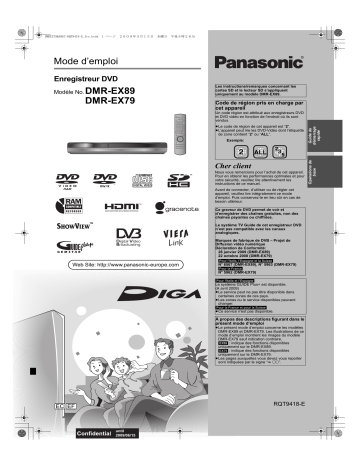 DMREX79 | Mode d'emploi | Panasonic DMREX89 Operating instrustions | Fixfr