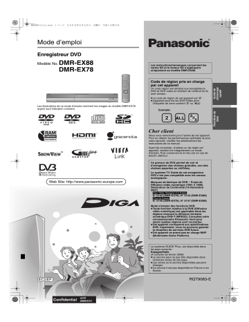DMREX78 | Mode d'emploi | Panasonic DMREX88 Operating instrustions | Fixfr