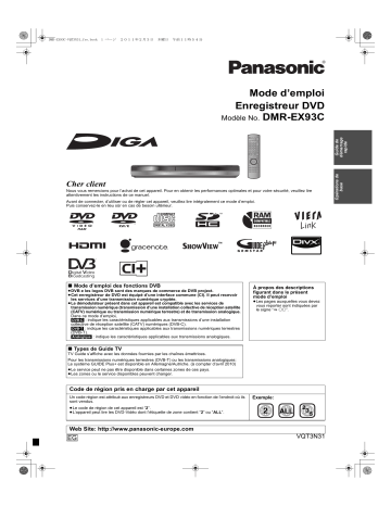Mode d'emploi | Panasonic DMREX93CEG Operating instrustions | Fixfr