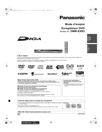 Mode d'emploi | Panasonic DMREX83 Operating instrustions | Fixfr